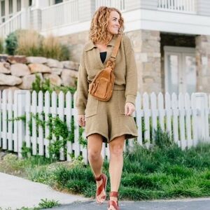 Free People Beach Carter Sweater Set in Olive
